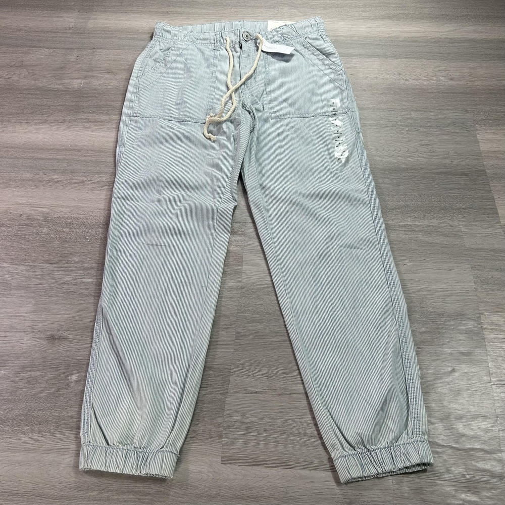 NEW American Eagle Outfitters Pants Womens 2 Blue Striped Tomgirl Jogger Cuffed